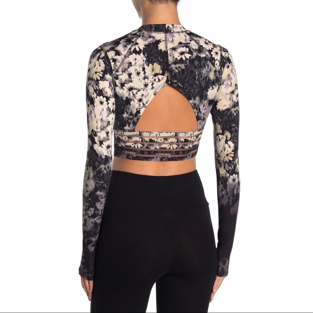 [Free People] Floral Mesh Paneled Crop Top